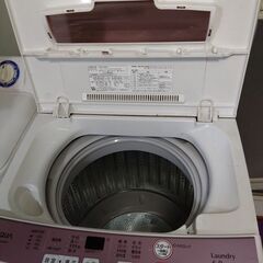 中古 6.0kg 全自動洗濯機 ハイアール（アクア） ピンクカラー AQW-KS6E 2016年製 希少の画像