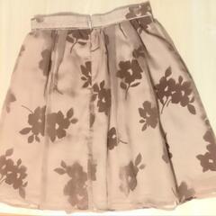 人気ブランドRirandture 膝上スカート　美品　ブラウン　シフォン　ベロアの画像