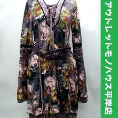  オッズオネスト 長袖 ワンピース ミニ　和柄 花鳥 草花 御所...