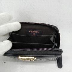 ボーイシャネル　コインカードケース　CHANEL　マトラッセ　ブラック　ゴールドの画像