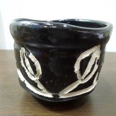 茶道具 黒織部茶碗 冬枯写 水野裕山造 茶碗 共箱あり 美濃焼 札幌市 新道東店の画像