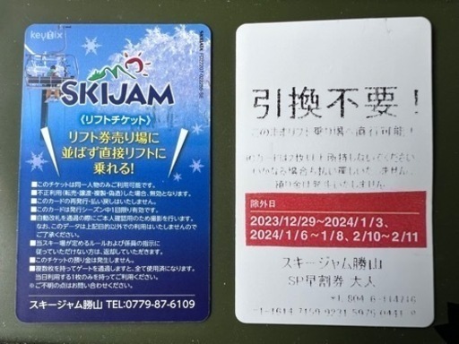 スキージャム勝山　大人2枚