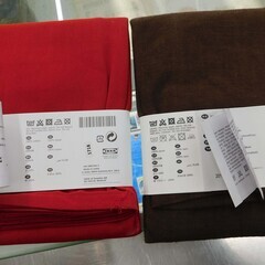 【恵庭】IKEA　イケア　クッションカバー　2点セット　GURLI　VIGDIS　レッド　ブラウン　PayPay支払いOK！の画像