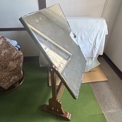 鏡　姿見　木製鏡　昭和レトロ　布製カバー付き　スタンドミラー　昭和　レトロの画像