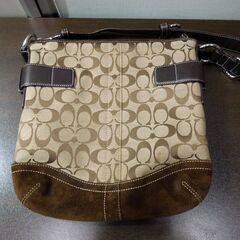 本物 COACH シグネチャー ショルダーバッグ 3574 キャンバス レザー ダークブラウン 斜め掛け コーチ 札幌市東区 新道東店の画像