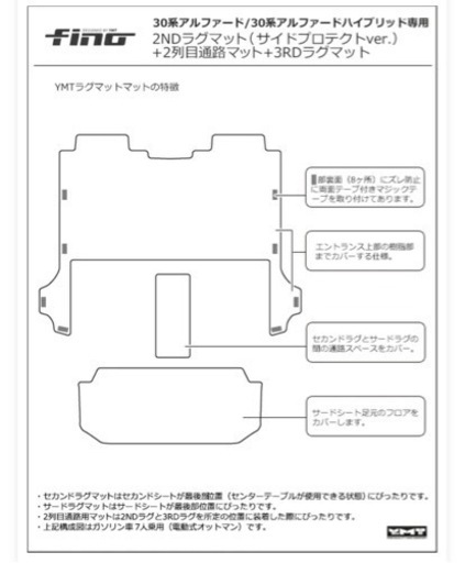 【おまけ付】30系アルファード前期後期　セカンドラグ&サードラグセット（フロアマット）