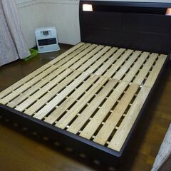 フランスベッド/ワイドダブルベッド/すのこフレーム/宮付き/照明/収納