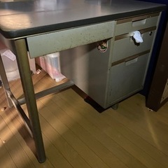 昭和レトロ　ビンテージ　シャビー　事務机　スチール　グレーの画像