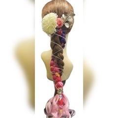 【新品】PR#5 ポニーテールリング　リング付きエクステ　エクステ　紅型の画像