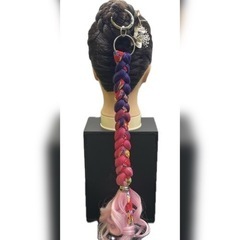 【新品】PR#5 ポニーテールリング　リング付きエクステ　エクステ　紅型の画像