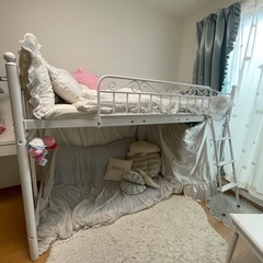 姫系　2way ロフトベッド　ホワイト