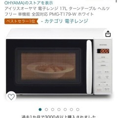 電子レンジ　アイリスオーヤマ　2023年製の画像