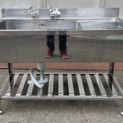 業務用 1槽シンク 二口蛇口付き 幅1200×奥600×高さ80...