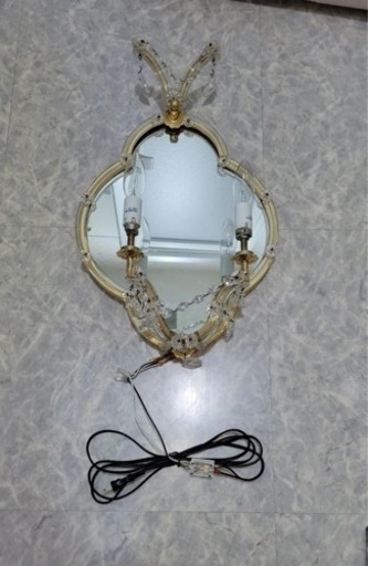 【美品】ランプ付きミラー アンティーク