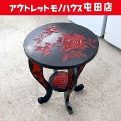 サイドテーブル 木製 椅子 花台 猫足 コンソールテーブル  オ...