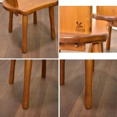 ≪zyt1288ジ≫ 木製ダイニングチェア 子供用 2脚セット 座面高40cm 椅子/レトロ/丸み/半円/チャイルド/キッズチェア 51207-08の画像