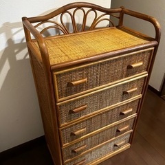 希少　籐家具　5段タンス