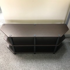 【組立済／撮影用サンプル】テレビ台　コーナー用　ブラウン棚板×黒支柱の画像
