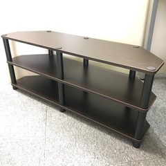 【組立済／撮影用サンプル】テレビ台　コーナー用　ブラウン棚板×黒支柱