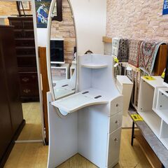 一面鏡ドレッサー ティアラ 可動式テーブル 部分鏡面仕上＆天板ガ...