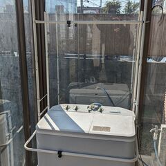 SANYO SW-350F2(H) ＆ 山善 ランドリーラック SHL-705(WH)の画像