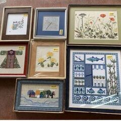 7品まとめて 刺繍画 刺繍絵 額装 詳細不明 絵画 アート