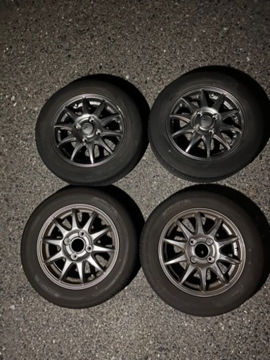 軽自動車　社外　アルミホイール4本　バリ溝　ノーマルタイヤ