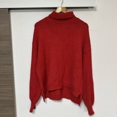 セレクトモカselect moca レッド ハイネックニット クルーネック 差し色 フリーサイズの画像