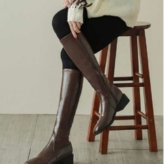 レディース ロングブーツ ブラウンの画像