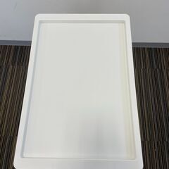 〇キッチンワゴン 44.5×30×71㎝ コンパクト キャスター付き 2段収納 収納家具 キッチン収納 整理 整頓 プラスチック ホワイト 白 中古（NF240209）499-7の画像