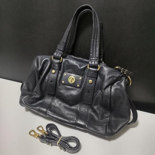 美品MARC JACOBSマークジェイコブス／黒レザーショルダーストラップ付トートバック