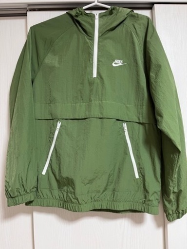 NIKE 緑 アノラック ウーブン ナイロンジャケットハーフジップ M ブルゾン