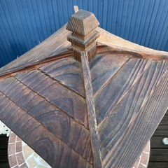 【通電OK】アンティーク照明　和風　破損あり　木製　工芸品　古民家などに！の画像