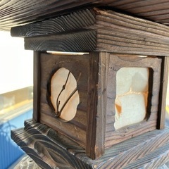 【通電OK】アンティーク照明　和風　破損あり　木製　工芸品　古民家などに！の画像