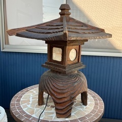 【通電OK】アンティーク照明　和風　破損あり　木製　工芸品　古民...