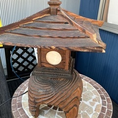 【通電OK】アンティーク照明　和風　破損あり　木製　工芸品　古民家などに！の画像