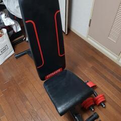 ホームトレーニングベンチとダンベルセットの画像