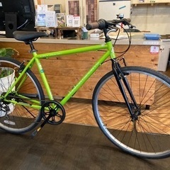 チェーン新品！】6段変速 700×28cクロスバイク ライムグリーン