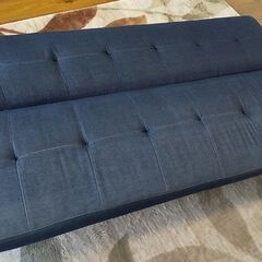 【０円】デニム調布製ソファーベッド