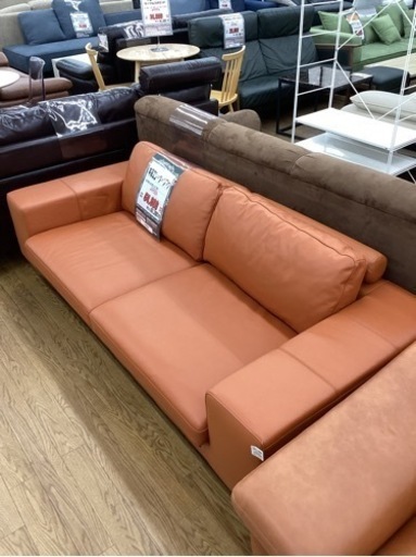 KB-26【新入荷　アウトレット】本革2シーターソファ　ライトブラウン系