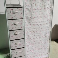 取引中☆可愛い花柄 引出し付きハンガーラック☆