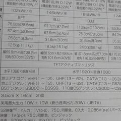 液晶テレビ／東芝REGZA 46R9000／リモコン付／説明書付の画像