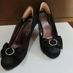 フォーマルパンプス　黒布　M　美品
