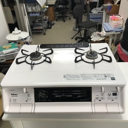 A2402-222 Paloma ガスコンロ IC-365WHA-R 2019年製 LPガス用 動作確認済み キズ汚れ有り