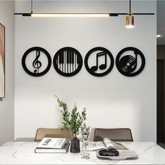 ウォール アート 音符 音楽 モチーフ 4個 セット おしゃれ かわいい インテリア 壁掛け アート パネル 壁飾り プレゼント ブラック 4-7