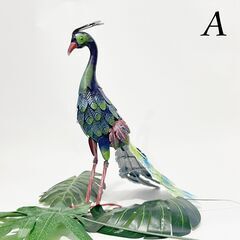 置き物 インテリア 孔雀 ガーデニング 庭 アイアンアート 装飾...