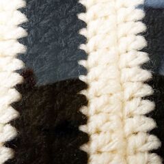 猫耳毛糸ニット帽　ネコ耳　ビーニー　白黒ボーダー［ハンドメイド］未使用品の画像