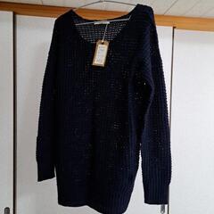 春〜秋セーター 紺色 Mの画像