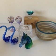 ガラス　ベネチアン　ワインカップ　ホヤ小物入れ　フラワーベース　...