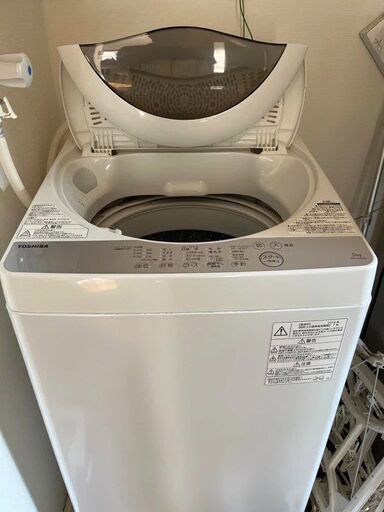 【取引中】【〜2/15まで】全自動洗濯機 5kg 風乾燥機能付(1.3kg) グランホワイト【東芝 TOSHIBA AW-5G6(W) 】